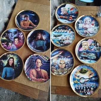 Porcelánové talíře Star trek a Thunderbirds 90. Léta