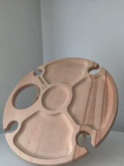 Dřevěný stolek na víno NOVÝ + 6 sklenic na víno