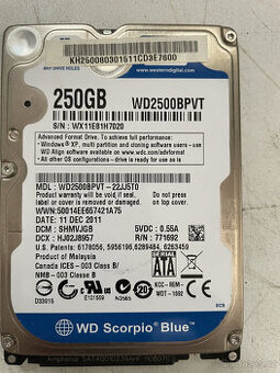 HDD 2,5 WD Scorpio Blue 250Gb