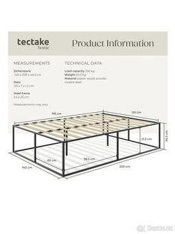 Prodám rám industriální postele 140x200 cm (BEZ ROŠTU)