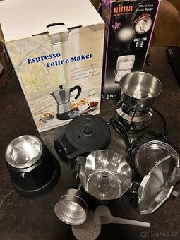 El. espresso maker 300 ml / kávovar + multifunkční mlýnek