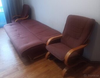 rozkládací pohovka a 2 pohodlná křesla