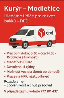 Řidič DPD 50 900,-