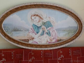 VELKÝ OVÁLNÝ OBRAZ Z ROKU 1950 - 53 (OLEJOMALBA NA PLÁTNĚ)