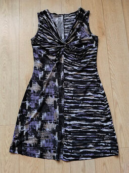 Šaty vel.42/44 fialové/černé/hnědé/bílé N.O.V.É.