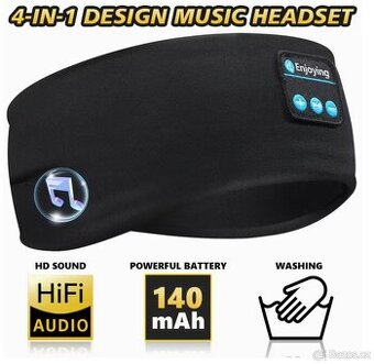 Bezdrátová spací sluchátka – čelenka s maskou na oči (černá)