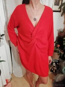 Pleteninové nové hutné šaty, svetr , soudkový střih , XL