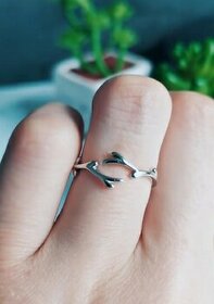 Prsten prstýnek 925 stříbrný nový nastavitelný větvičky - 1