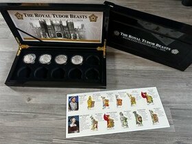 Serie Tudor Beasts + etue 4x 2oz stříbrné mince 2024 - 1