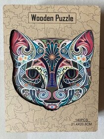 Dřevěné puzzle kočka