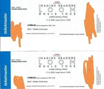 Dva lístky na koncert Imagine Dragons