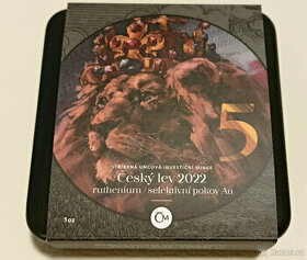 Stříbrná mince Český lev 2022 ruthenium selekt. Au