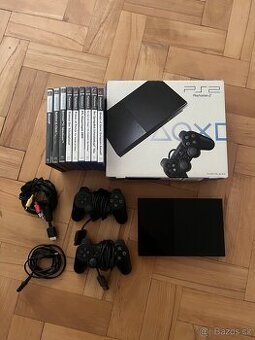 Sony Playstation 2 Slim + box + 2x joystick + 9 hier