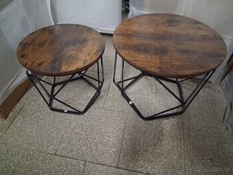 Kulaté stolky 2 kusy - NOVÉ, JEN SESTAVENÉ
