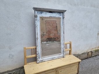 VELKÉ ZDOBENÉ STARÉ ZRCADLO V PATINĚ