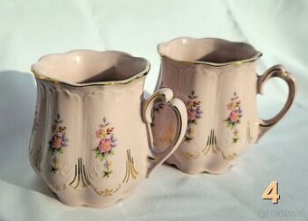 Hrníček z růžového porcelánu. 2 ks