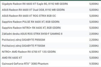 Prodám GPUs, Mining HW, zdroje, CPU, a další