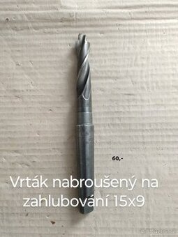 Vrták nabroušený na zahlubování 15x9