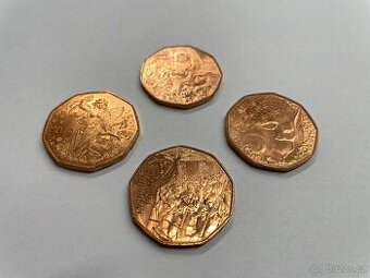4x pamětní euromince Rakousko 5 euro 2016-2019
