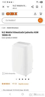 Mobilní klimatizace KGM 10000-45(nepoužitá)