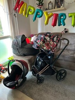 Kočárek Cybex Priam 3 v 1 rose gold Spring blossom