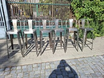 6x industriální kovové barové židle