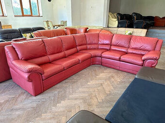 356 Kožená rozkládací rohová sedací souprava sedačka
