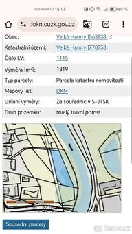 Pozemek Velke Hamry