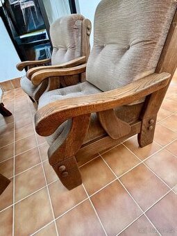 Rustikální sedací souprava MASIV 3+1+1+stůl⭐️⭐️⭐️