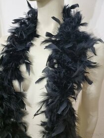 Módní černý šál štola pelerína límec - pravé peří
