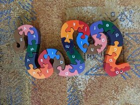 Dřevěná skládačka puzzle had abeceda