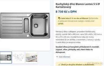 NOVÝ kuchyňský BLANCO dřez 95x50