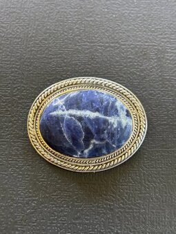 Starožitná stříbrná brož se Sodalitem | 925/1000 | Art Deco - 1
