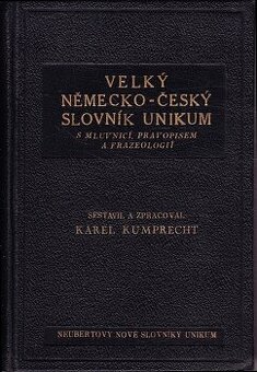 Prodám německo-český slovník Unikum-rok 1935.