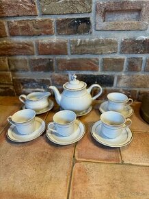 Porcelánový čajový/ kávový set bílý se zlatým zdobením Thun
