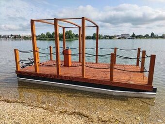 Katamaran drevená paluba 5,1 x 2,5m s hliníkovým pontónom