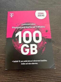 Předplacená karta 100 gb dat T-mobile kredit 600 kč