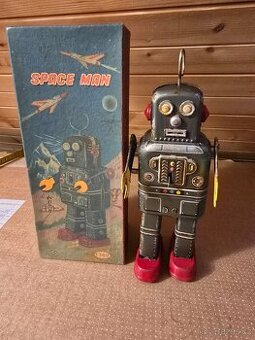 Stará vzacná hračka Robot s krabičkou