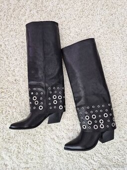 Nové dámské kožené vysoké kozačky,  velikost 38 a 39