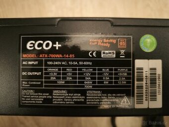 zdroj Eurocase ECO+85 700W ATX-700WA-14-85 - záruka