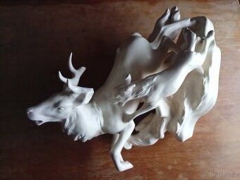 2x Soška porcelán krásné, mlýnek, psací stroj, radio-retro