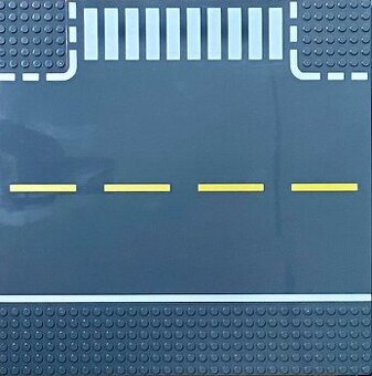 Lego City - silnice s odbočkou - žlutá středová čára - kopie