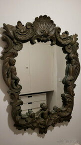 Starožitné barokní zrcadlo, výška 1m