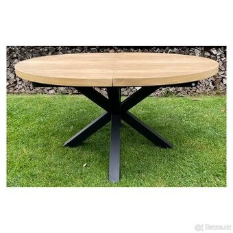 Masivní oválný stůl - Metalox 150 cm