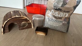 Klec pro králíka + přepravka a příslušenství