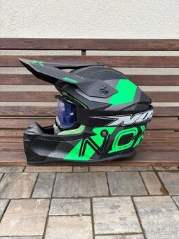 Motokrosová helma NOX N633 matná černo-zelená