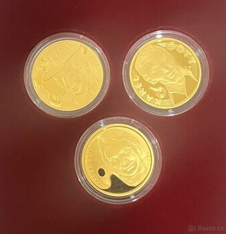 Zlato/ sada zlatých 1/2oz mincí 3 medailí Karla Gotta