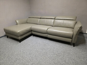 Nová rohová kožená relax sedačka HEDY šedohnědá
