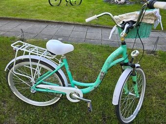 Dámské městské retro kolo Mexller Vintage tyrkysové, téměř n