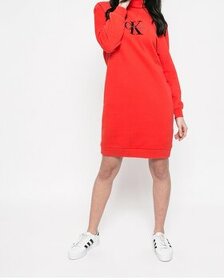 Červené mikinové šaty s rolákem Calvin Klein